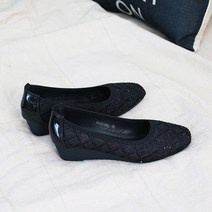 벨라노이 여성용 깔끔한 핫픽스 보석장식 사각코 발편한 웨지힐 플랫슈즈 4cm