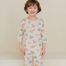 따솜모이앤듀 아동용 마이디노 7부 40수 텐셀모달 실내복 상하 세트