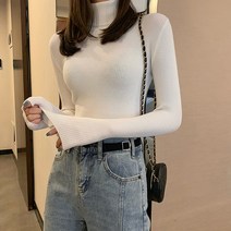 레몬소울 여성용 한들 슬림 폴라 니트티