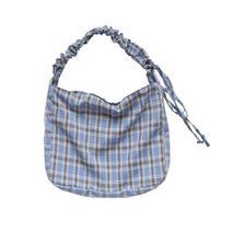 체크패턴 셔링 끈 숄더백