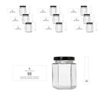 육각 꿀병 160ml + 러그캡 블랙 + 병스티커 심플 밤꿀S + 봉인스티커 세트, 10세트