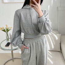 플랜데이 올데이 크롭 무지 긴팔 후드티