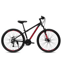 지오닉스스포츠 마젠타 370D MTB 자전거, 38.1cm, 맷 블랙 + 레드