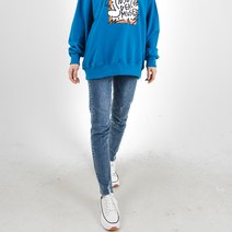 더간지 여성용 테이퍼드핏 데미지 워싱 청바지