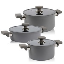 키친아트 인덕션 뷰티컬렉션 냄비세트 3개, 양수냄비 20cm + 24cm + 전골 24cm, 그레이