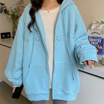 포근 레터링 컬러풀 임산부 루즈핏 후드집업