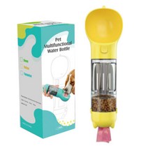 논다 4 IN 1 반려동물 휴대용 물통 500ml, 옐로우, 1개