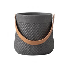모리앤 가죽스트랩 세라믹 화분커버 1214, 그레이