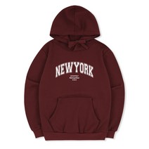 언탭트 남성용 빅사이즈 NEWYORK 스쿨 빅로고 기모 후드 티셔츠