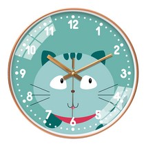 귀여운 교육용 캐릭터 벽시계, 고양이 + 로즈골드