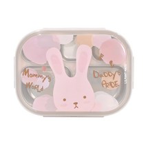 헬로키티 유아용 스텐 식판도시락 + 파우치 세트, 핑크, 1세트, 식판 + 뚜껑 + 가방
