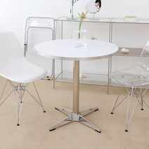 크로버 모던 미드센츄리 원형 식탁 테이블 800, 화이트(상판), 실버(하부)
