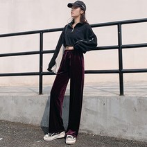 안다로미 여성용 슬림라인 벨벳 팬츠