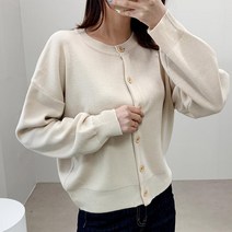 오키진 여성용 라이프 니트 라운드 가디건