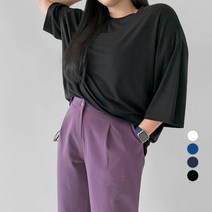 102102 여성용 빅사이즈 루즈핏 텐셀 반팔 티셔츠