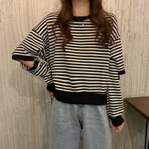모네타 여성용 스프라이프 트임 상의