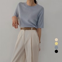 바블링브룩 여성용 데일리 라운드 반팔 니트