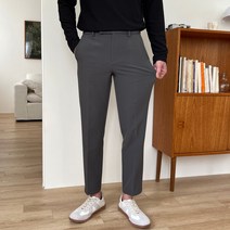 남성용 로댄티 슬림핏 내핑 본딩 스판 슬랙스 본딩기모 숏기장