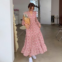 레몬소울 빅사이즈 레히프 잔꽃 플레어 원피스