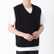 지지블랙 남성용 제리 무지 브이넥 레이어드 니트 조끼 베스트