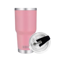 KEEP 대용량 스텐 보온 보냉 텀블러 + 밀폐형 빨대 뚜껑, 핑크, 900ml
