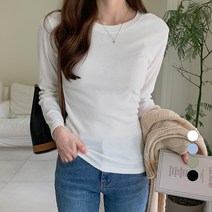 바블링브룩 여성용 코튼 베이직 라운드넥 긴팔 티셔츠