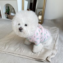 바이담수미 강아지 따숩 플라워 후리스 아노락 티셔츠, 핑크