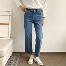 헤이진 여성용 인밴딩 스판 일자 청바지 676