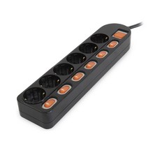 파워존 메인 개별 안전 멀티탭 6구 블랙 16A ME650B, 1개, 5m