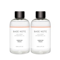 베이스노트 디퓨저 리필 오일 2p, 하와이안피치, 200ml, 1세트