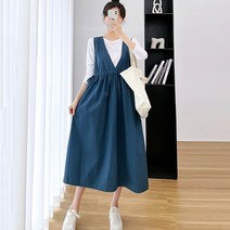 앤드스타일 여성용 브이스트링 코튼 오버롤 원피스 260563