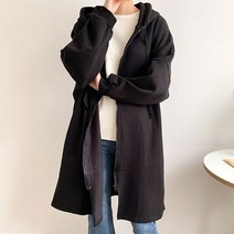 오버핏 기모 롱 후드집업