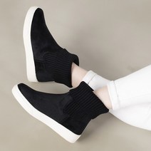 여성 미스트 스웨이드 니트 슬립온 앵클부츠 3cm