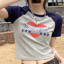 선빛정보통신 여성용 하티 힙한 언발 베이직 기본 나그랑 크롭 티셔츠
