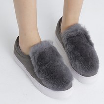 FOKE 여성용 반야 토끼털 슬립온