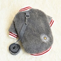 펫보스 강아지 데이지꽃 극세사 맨투맨, 그레이