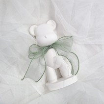 라비다 빅베어 쉬폰 리본 곰돌이 석고오너먼트 연카키 + 석고방향제 리필오일 3ml, 블랙체리