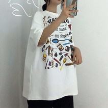 키치 빅사이즈 프린팅 오버핏 반팔 임부복
