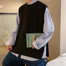 남성용 블랙101 브룩스 옆트임 단추 포인트 조끼 FC-2318982