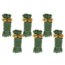 PDS스포츠 캠핑 텐트 고정용 두꺼운 4mm 로프 6개, 다크그린