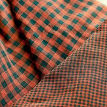 천팜 20수 이중거즈 깅엄체크 패브릭 원단, 캐럿(1286)