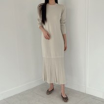 어반프랑 여성용 에바 밑단 플리츠 비스코스 머메이드 니트 롱 원피스