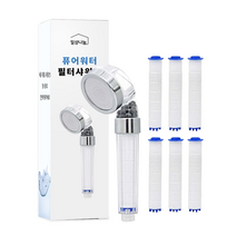 일상나눔 퓨어워터 필터 샤워기 헤드 + 필터 6p 세트, 1세트