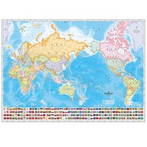 나우맵 한글영문표기 코팅 세계지도 국기 소형, 1개