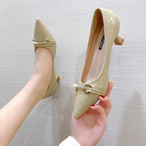 프렌치 디자인 감각적인 패턴 컬러 스틸레토 하이힐 4.5cm