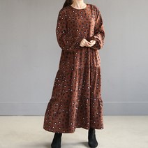 비나인 드리도 나염 롱 원피스