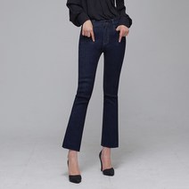 클로니아 여성용 진청 베이직템 밑단 컷팅 스판 부츠컷 청바지 CU6W08