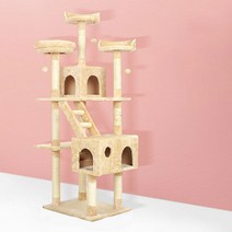 펫트롱 고양이 캣타워 탑 타워 방울 숨숨 하우스, 베이지, 1개