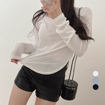 밀키버터 여성용 라운딩 무지 언발 티셔츠