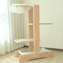 캣츠빌 고무나무 UV코팅 원목 아쭈 캣타워 H A타입, 아이보리(천해먹 상단), 스카이블루(하단), 브라운(카페트), 1개